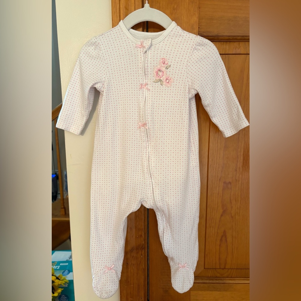 Little Me Light Pink Floral Footies